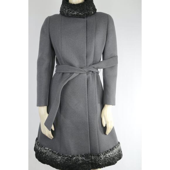 Vintage Lepshire Gray Mongolian Fur Belted Coat Jacket Women’s Size S Luxury - Picture 8 of 15